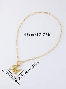 女士字母项链，大写CZ A-Z字母金项链，粗链项链，嘻哈风格首饰 - 金色 - 查看 4
