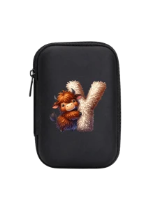 Cute Cartoon Animal Pattern Themed Alphabet A-Z Portable Mini Storage Bag, Waterproof And Shockproof Digital Pouch For Storing Initial, Name, Logo, Phone Charger, Data Cable, Zipper Storage Box, Wallet-Style Data Cable Storage Bag, Digital Pouch, Electronic Product Bag, Electronic Storage Device Data Cable Storage Bag, Wireless Earphones, Bluetooth Earphones, Suitable For Business, Travel, School, University, Office - Black - View 21