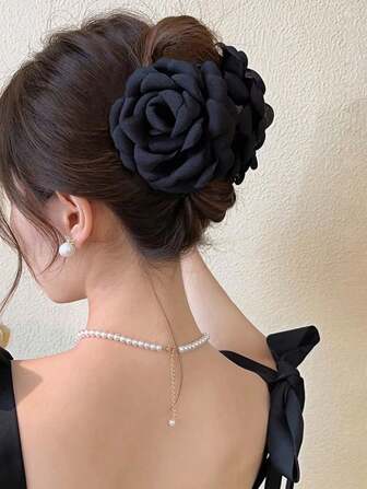 1pc 9cm Fabric Multilayer Rose Flower Claw Hair Clip, Elegant & Fashionable Korean Style, Suitable For Everyday Wear Hair Clips Hair Jaw Clip Hair Clamps Hair Clutch Hair Catcher Clip