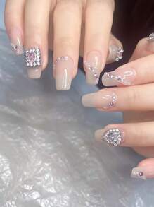 10 Pieces In A Pack And 30 Pieces In A Box For Nail Art Nail Accessories, Exquisite Inlaid With Diamonds, Colorful Gemstones, Mixed Materials, Nail Charm, Diy Nail Supplies Nails Nail Charms