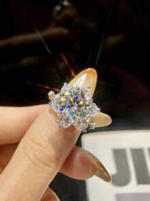 1 pieza Anillo de compromiso de mujer con diseño de flor clásico de 5 quilates, color D, de diamante Moissanite, anillo romántico simple de plata esterlina 925, anillo de eternidad, anillo de aniversario de bodas, regalo de joyería de lujo para mujeres