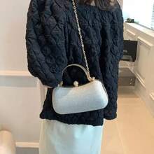 Gold Bright Silk Circular Evening Bag Women Banquet Clutch Decor Chain Shoulder Bags Luxury Female Party Handbags