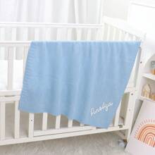 Customizable Hand Embroidered Name Casual Minimalist Kids' Knitted Blanket, Baby Blanket, All Season,Multi-Functional,Ornamental,Letter,Stylish,Modern,Colorful,Cute,Adorable,Casual,Soft,Custom,Personalised,Unique,Customized,Baby Gifts,Ideal Gifts For Him,Ideal Gifts For Her,Son,Daughter