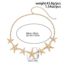 1psc European And American Cross-Border Jewelry Ocean Vacation Wind Starfish Waist Chain Body Sexy Beach Faux Pearl Flower Body Chain