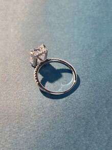 1 pièce Anneau unique en argent sterling S925 serti de pierre précieuse colorée et de diamant taille flocon de neige, cadeau idéal pour la Saint-Valentin ou un anniversaire