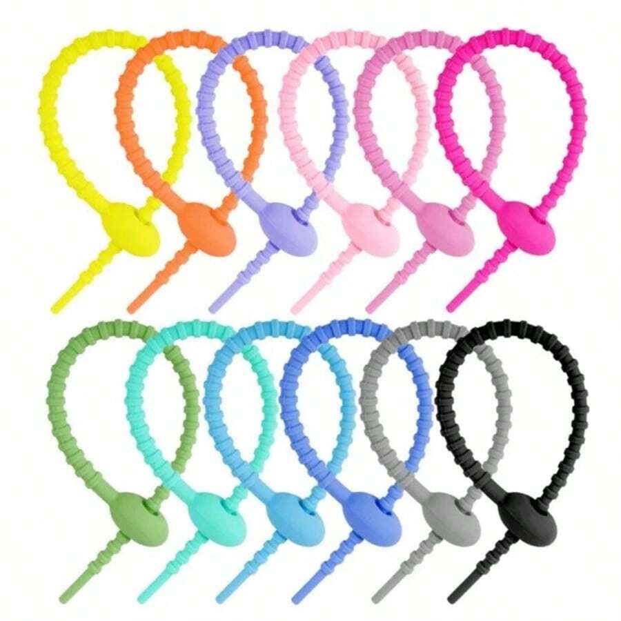 Set/5Pcs Silicone Color Cable Tie Collection Zip Ties Multi-Functional Application Releasable Zip-Tie Bag Ties Headset Data Line