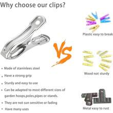 花园夹，不锈钢温室夹，用于网状结构的温室夹，具有强大的抓地力，可以将遮阳布或植物覆盖物固定在花园箍上（20 个装） - 銀色 - 查看 4