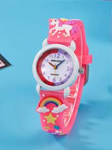 1 pieza Reloj de cuarzo de silicona con diseño de macaron de colores lindo y de dibujos animados, apto como regalo de cumpleaños
