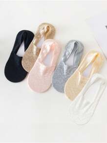 6 Pairs Plus Size Women's Invisible Short Lace Socks, Casual Ankle Socks, Non-Slip, Invisible Socks (No Paper Card) - Multicolor - View 3