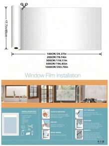 1 Roll Vinyl Window Film Self-Adhesive For UV Blocking, Privacy Film For Bathroom Windows, Translucent Anti-Glare Stained Glass Film For Office Spaces, Non-Adhesive Heat Control Frosted Film For Glass Doors - Multicolor - View 7