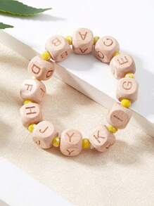 26pcs Wooden English Alphabet Beads, Square Spacer Beads For DIY Bracelets, Necklaces, Jewelry Making, Crafts Supplies