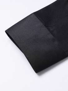 1 pièce Chemise noire d'affaires pour homme, résistante aux faux plis, col, coupe slim, manches longues, col brodé, convient pour le port au bureau