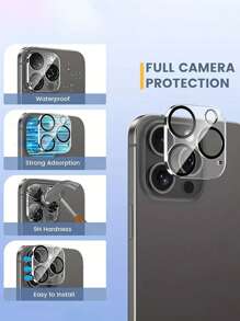 6-In-1 Set, High-Definition Tempered Glass Screen Protector, Suitable For IPhone 11/12/13/14/15/16/Plus/Pro/Pro Max Series, Includes 2 Pcs Phone Back Cover Tempered Glass Protector And 2 Pcs Camera Lens Protector [Easy Installation] [9H Hardness] - Clear - View 4