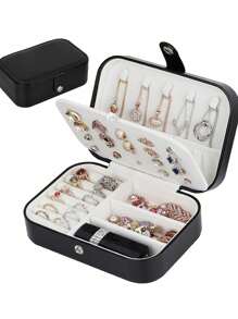 1pc Mini sieradendoos met meerdere compartimenten, draagbare reissieradendoos, afneembare sieradendisplaydoos, geschikt voor sieraden, kettingen, oorbellen, ringen, nagelkunst, haarclips, lippenstift, ideaal voor thuis en slaapkamer