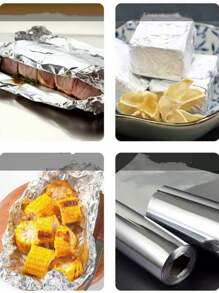 1 Roll Multifunctional Barbecue Foil, Thickened Barbecue Foil Suitable For Grilling, Baking, Air Fryer, Oven And Kitchen Use, Shiny Metal Surface, Flexible Design, Food Wrap | Multipurpose Kitchen Utensils, Barbecue Accessories