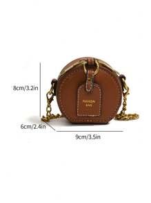 Mini Cute Round Coin Pouch Purse, Fashionable Versatile Crossbody Key Holder Accessories Bag - A - View 3