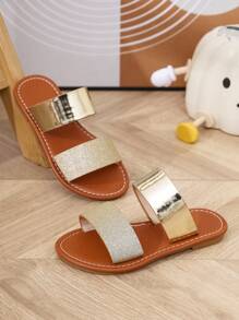 2025 New Summer Kids' Round Toe Cute Gold Soft Bottom Anti-Slip Sandals, Multiple Colors Available For Girls, Beach Shoes - Gold - View 3