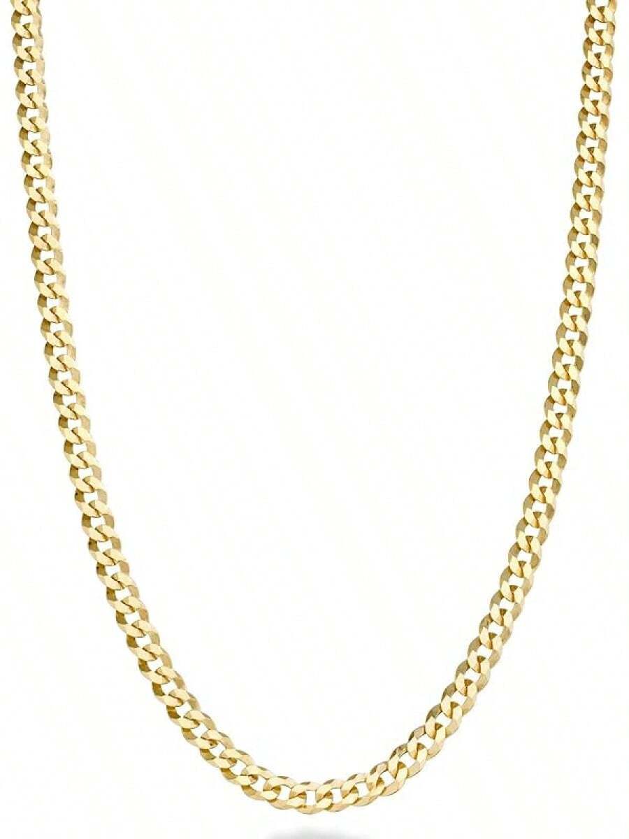 Miabella Italian Solid 18k Gold Over 925 Sterling Silver 3.5mm Cut Cuban Link Curb Chain Necklace Women, Made In Italy - 長度 30 英寸 - 查看 1
