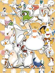 50 stuks Witte Gans Doodle Sticker Goedkope Sticker Vinyl Sticker Voor Dagboek Sticker Hand Tent Sticker Versier Feest Skateboard Telefoonhoesje Waterbeker Gitaar Sticker Sticker Diy Sticker Laptop Sticker