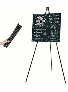 1Pc 63" Ezelstandaard voor bruiloftsbord, opvouwbare ezelstandaard voor displayvloer ezels voor borden zwart statief voor bruiloftsbord en poster welkomstbordstandaards, grote vloer verstelbare metalen schildersezel statief zwarte voet paascadeau, voor bruiloftsbanner en poster displaystandaard, tafel ezel display metalen statief