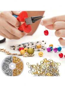 340pcs Accessories 6-Grid Box Assortment: Lobster Clasps, O-Rings, Cord Ends. DIY Jewelry Making Tool Set, Jewelry Making Kit, Versatile Beading Supplies