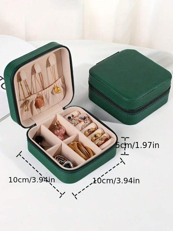1pc Dark Green Jewelry Storage Box Organizer