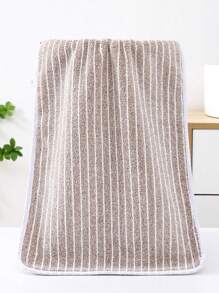 1pc Coral Fleece Thick Striped Towel, Coffee Color Home Bathroom Decor Fall Decor Back To School For Beauty Salon Home Bathroom