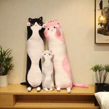 New Long Cat Throw Pillow Plush Toy Cute Cat Plush Toy Soft Large Plush Doll Pillow Pillow Slouchy Person Tatami Waist Support Furniture Sofa Decoration