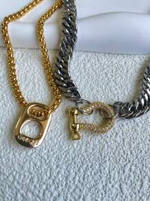 1pc Women's Necklace With Gold Chain Design, Available In Multiple Styles Including Pendant Options, Elegant And Refined For Everyday Wear - Multicolor - View 2