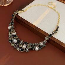 Fashionable Elegant Retro Rhinestone Waterdrop Necklace And Earring Set