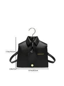 独特有趣的领口形状女士手提包，时尚黑色翻盖斜挎包，手机袋，有趣的礼物 - 黑色 - 查看 11