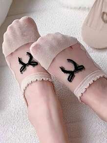 1/5 Pairs Ladies Low Vamp Boat Socks, Glass Silk Stockings, Lightweight Transparent Crystal Stockings For Women, Summer