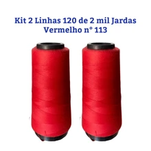 Kit 2 Sewing Threads 120 Straight 2,000 Yards, White, Black And Colored - 紅色 - 查看 1