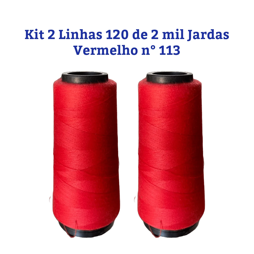 Kit 2 Sewing Threads 120 Straight 2,000 Yards, White, Black And Colored - 紅色 - 查看 1