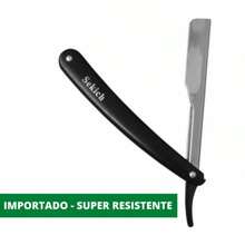 Navalhete Para Barbear Profissional Barbeiro + 10 lâminas Aço Inox Acabamento Barba Super Max - Multicolorido - Visão 4