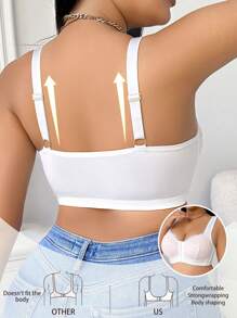 Plus Size Women Front Hook Lace Wireless Bra - Multicolor - View 5