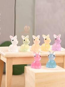 10/20 PIEZAS Pequeños ornamentos de resina luminosa en forma de conejitos, animales y diseños adorables como regalo para niños, manualidades y decoración 3D con efecto luminoso de conejos blancos