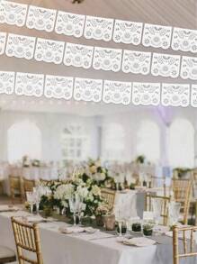 9 件/1 套白色 Papel Picado 横幅 - 白色墨西哥横幅，白色纸浆旗帜 - 白色墨西哥横幅派对和婚礼 - 白色 - 查看 8