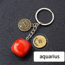 1 pezzo Portachiavi con pietra preziosa naturale dello zodiaco, quarzo cristallo o ametista, per decorare chiavi di auto o borse - multicolore - Visualizzare 12