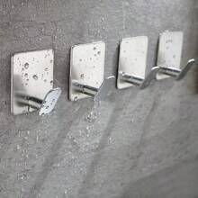 4pcs Adhesive Hooks, Coat Hooks, Bathroom Hangers, Hooks, No Drill Wall Hooks, Stainless Steel Bathroom Towel Hooks, Adhesive Metal Hooks, Sticky Towel Hooks, Stainless Steel Bathroom Hanging Hooks, Small Wall Hangers For Bathroom - Multicolor - View 10
