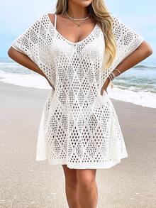 女士休闲镂空罩衫泳衣上衣（不含比基尼）