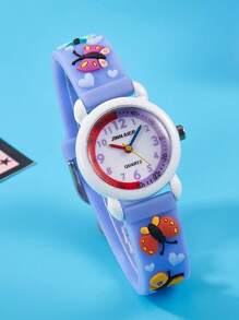 1 pieza Reloj de cuarzo de silicona con diseño de macaron de colores lindo y de dibujos animados, apto como regalo de cumpleaños