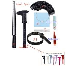 Dụng cụ đo kích thước kim loại USUK - Dụng cụ đo kích thước nhẫn 0-13, Đầu đo nhẫn, Lưỡi đánh bóng đá mã não, Que đánh bóng, Vải đánh bóng bạc màu ngẫu nhiên, Thước cặp nhựa màu ngẫu nhiên, Dụng cụ đánh bóng sửa chữa chọn kích thước nhẫn, Dùng để đo lường làm nhẫn trang sức - Nhiều màu - Xem 14