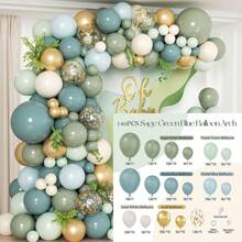 Confetti Dusty Blue Sage Green Metallic Gold Aluminum Foil Glitter And Paper Confetti Thickening Latex Balloon Garland Arch Kit For Boho Babyshower Woodland Jungle Safari Birthday Wedding Engagement First Communion Party Decorations - As Shown In the Picture (mixed Color) - View 14