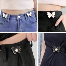 1pc Zinc Alloy Butterfly Shape Waist Adjuster Clasp, Detachable No-Drill No-Sew Waist Shrinker For Jeans, Trousers