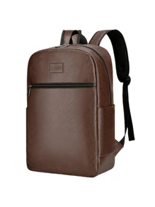 Men's Pu Leather Backpack, Large Capacity Casual Fashion High School University Student Laptop Backpack, Suitable For Teen Summer Casual Outdoor Athletic Or Vacation Travel Or Graduation Gifts Or Birthday Dress Accessories - Multicolor - View 14