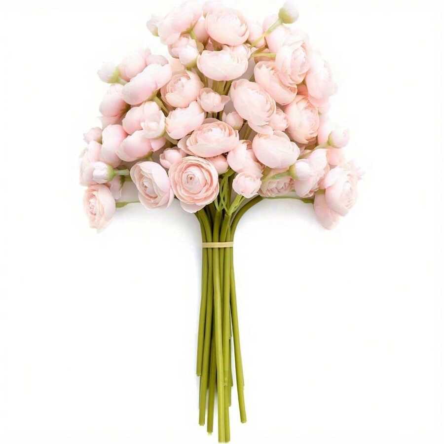36Pcs Ranunculus Artificial Flower, Faux Mini Ranunculus Flowers For DIY Bouquet, Bulk Fake Wedding Filler Flowers For Centerpieces Arrangements Bridal Shower Decorations - 淺粉色 - 查看 1