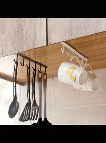 1 Stück Eisenhaken, 6 Haken/12 Haken optional, geeignet zum Aufhängen von Tassen, Kaffeetassen, Küchenutensilien, Hüten, Schals, kann auch als Aufbewahrungsregal verwendet werden, einsetzbar in Küche, Kaffeebar, unter Schränken und im Kleiderschrank. - Verschiedenfarbig - Übersicht 9