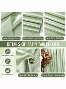 1pc Luxury Satin Tablecloth, 102x57 Inch Rectangular Polyester Table Top Cover, Solid Color, Woven, Suitable For Christmas, Party, Banquet And Wedding