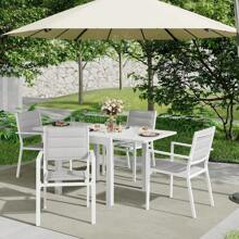 Outdoor Aluminum Stacking Dining Chairs With Textilene Fabric For Outdoor, Patio, Deck, Backyard, Patio Stackable Chairs Set Of 2 Pack - White - View 4